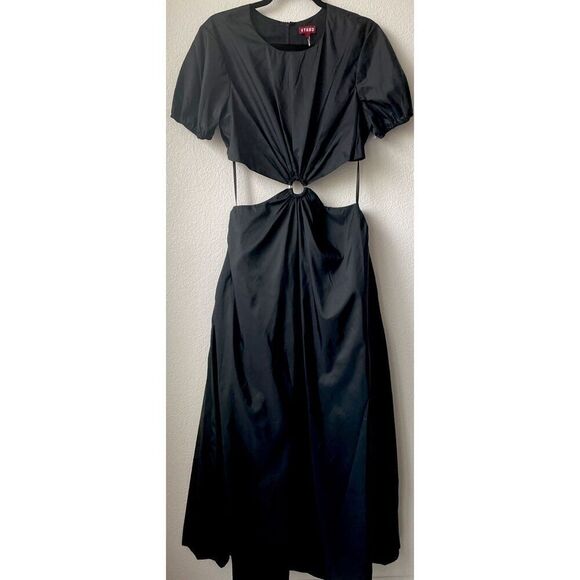 New Staud Calypso Black Cut Out Short Sleeve Maxi Dress Size Large - Picture 5 of 6